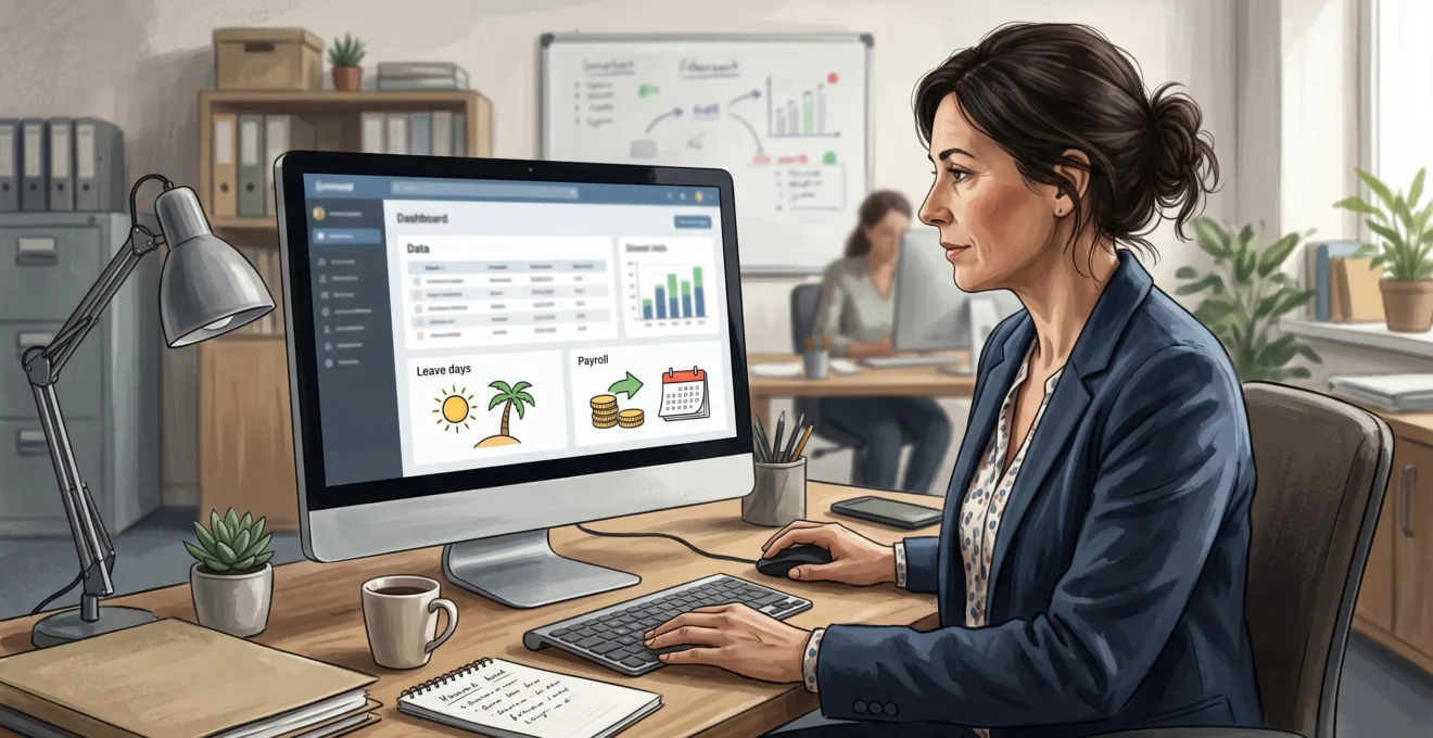 Responsable RH consultant un tableau de travail de paie et absences